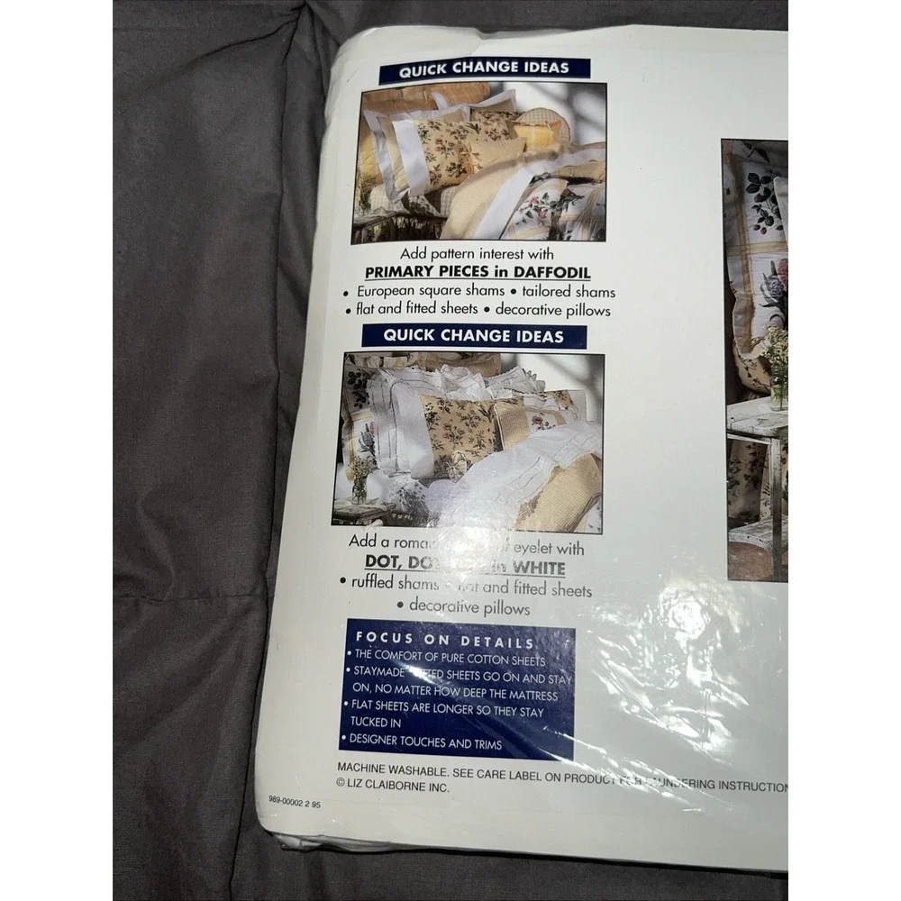 Vintage Liz Claiborne Home In Full Bloom‎ Twin Size Flat Sheet New Sealed Cotton